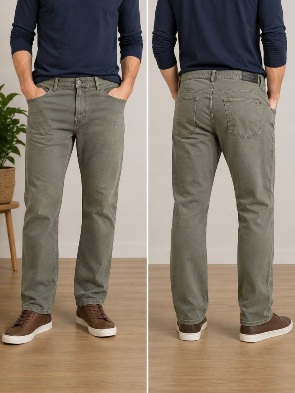 Calvin Klein Jeans Men's Olive Green Stretch Pants Size 38x30 Straight Leg